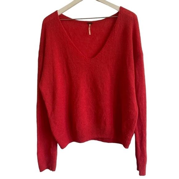 Free People Gossamer Alpaca & Wool Blend Oversized V-Neck Sweater, Size S - Picture 4 of 8